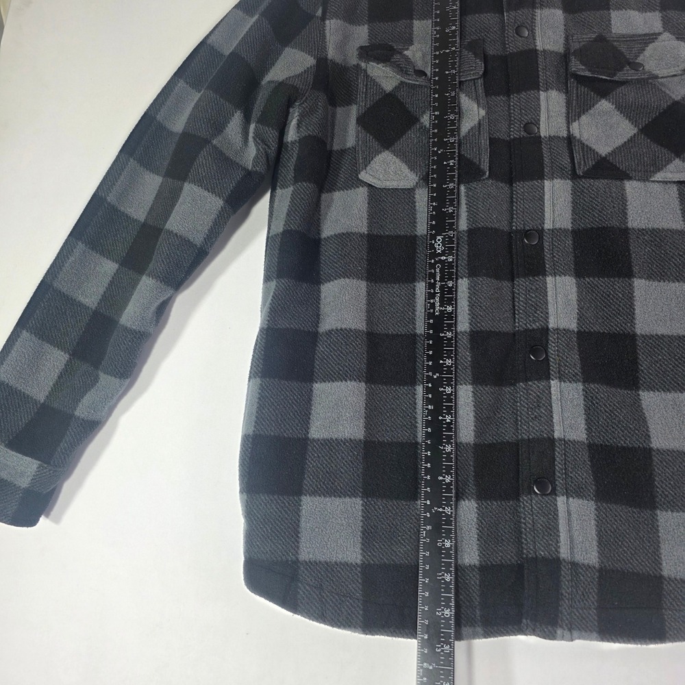Volcom Mens Buffalo Plaid Fleece Shirt Jacket Grey Black Quilted Lining Size M - Picture 3 of 14